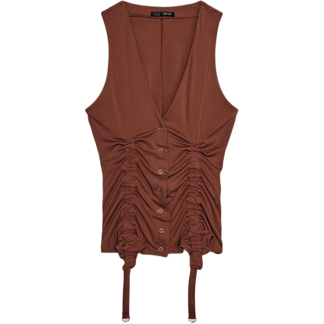 Женский топ без рукавов с V-образным вырезом Earth Tone ZARA, Earth Tone