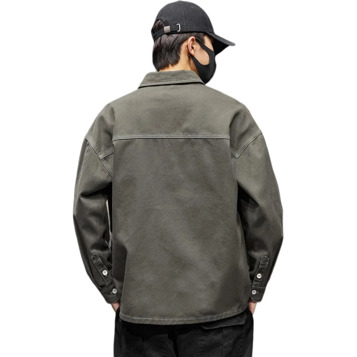 Детское джинсовое пальто с отложным воротником Tonlion, Dark Gray — фото 3