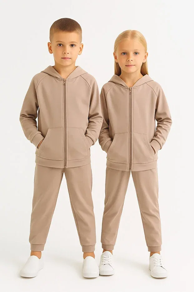 Детский спортивный костюм на молнии с капюшоном Ahengim, Beige