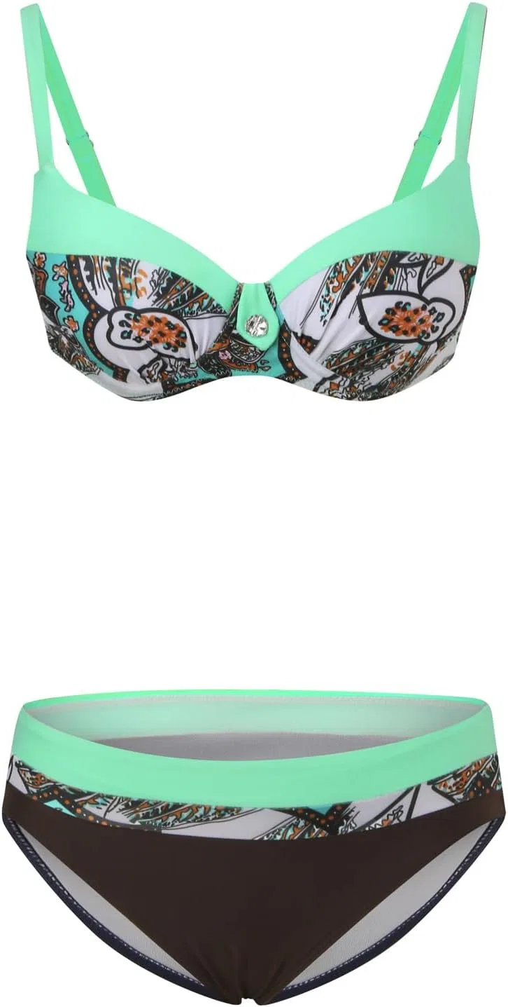 Женский бикини-сет с высокой талией Retro Print, Mint Green — фото 4