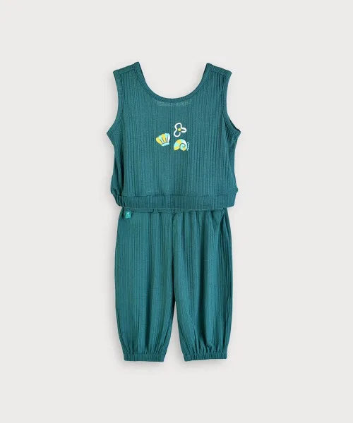 Детский комплект из топа без рукавов и свободных брюк moimoln, Dark Green
