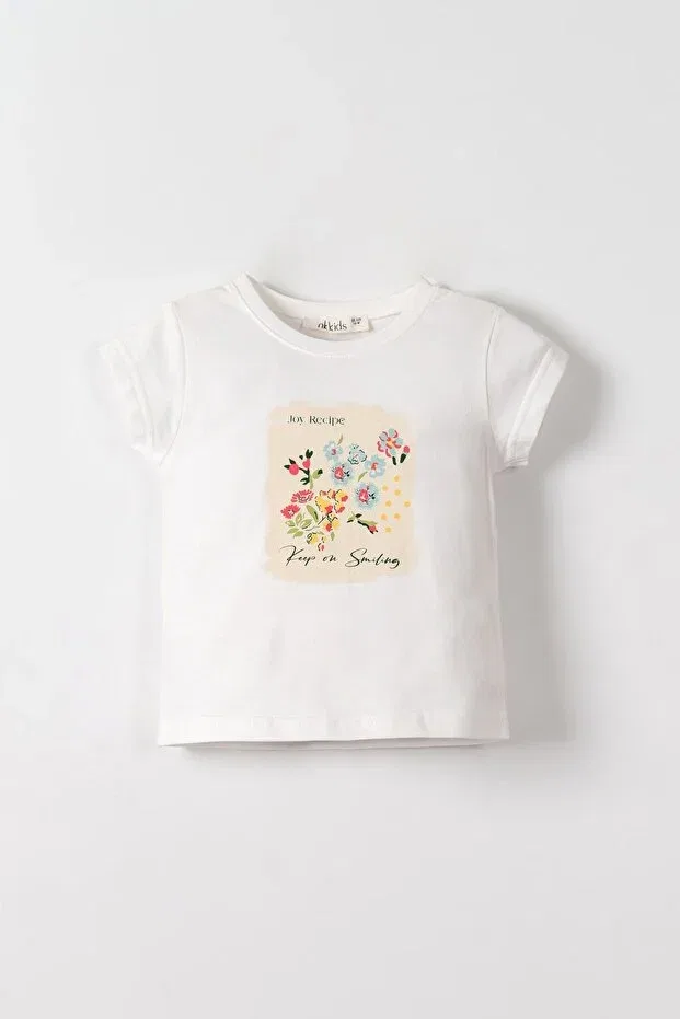 Детская футболка для девочек с принтом Nk Kids, Ecru - Blue