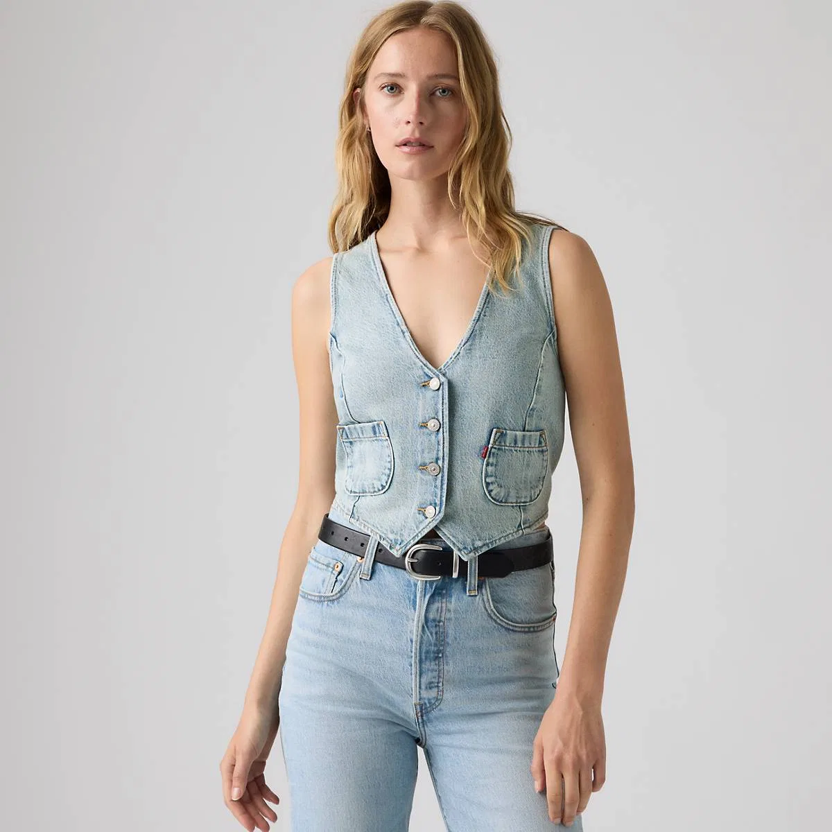 Джинсовый жилет классического кроя Levi's, Summer Job Vest - Medium Wash