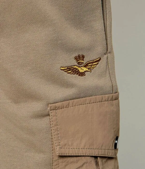 Детские шорты для мальчиков хлопковые Relaxed Fit Aeronautica Militare, бежевый — фото 4