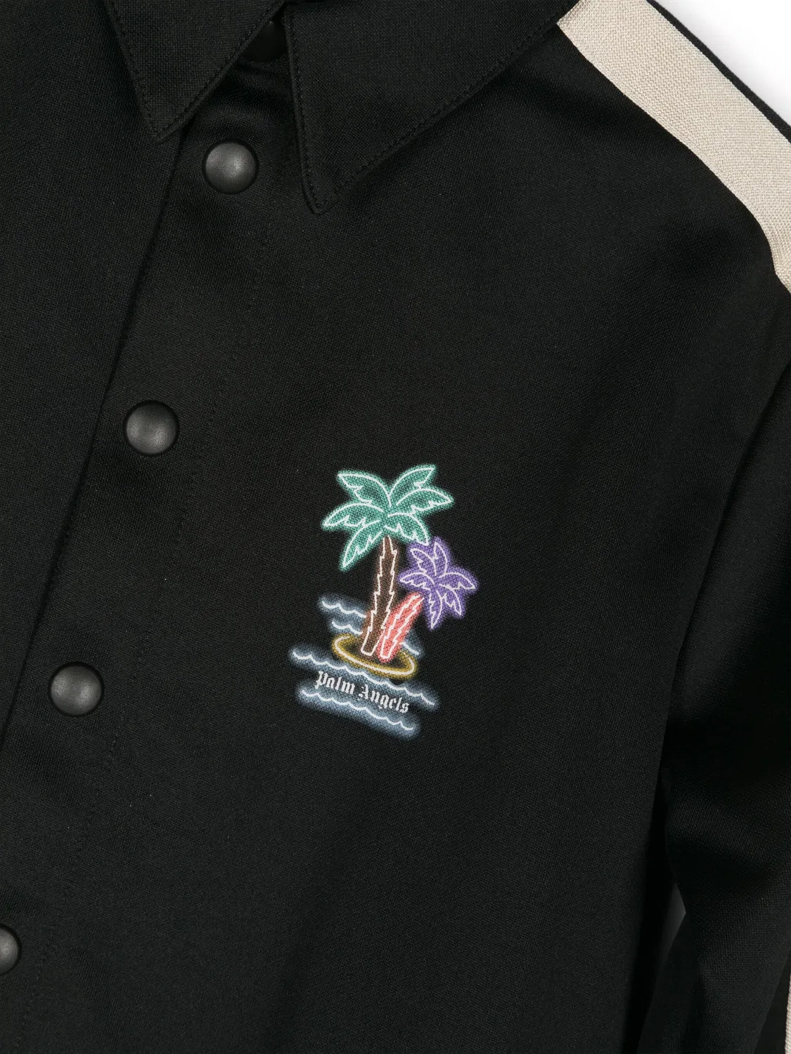 Рубашка-куртка с логотипом и полосками Palm Angels, черный — фото 3