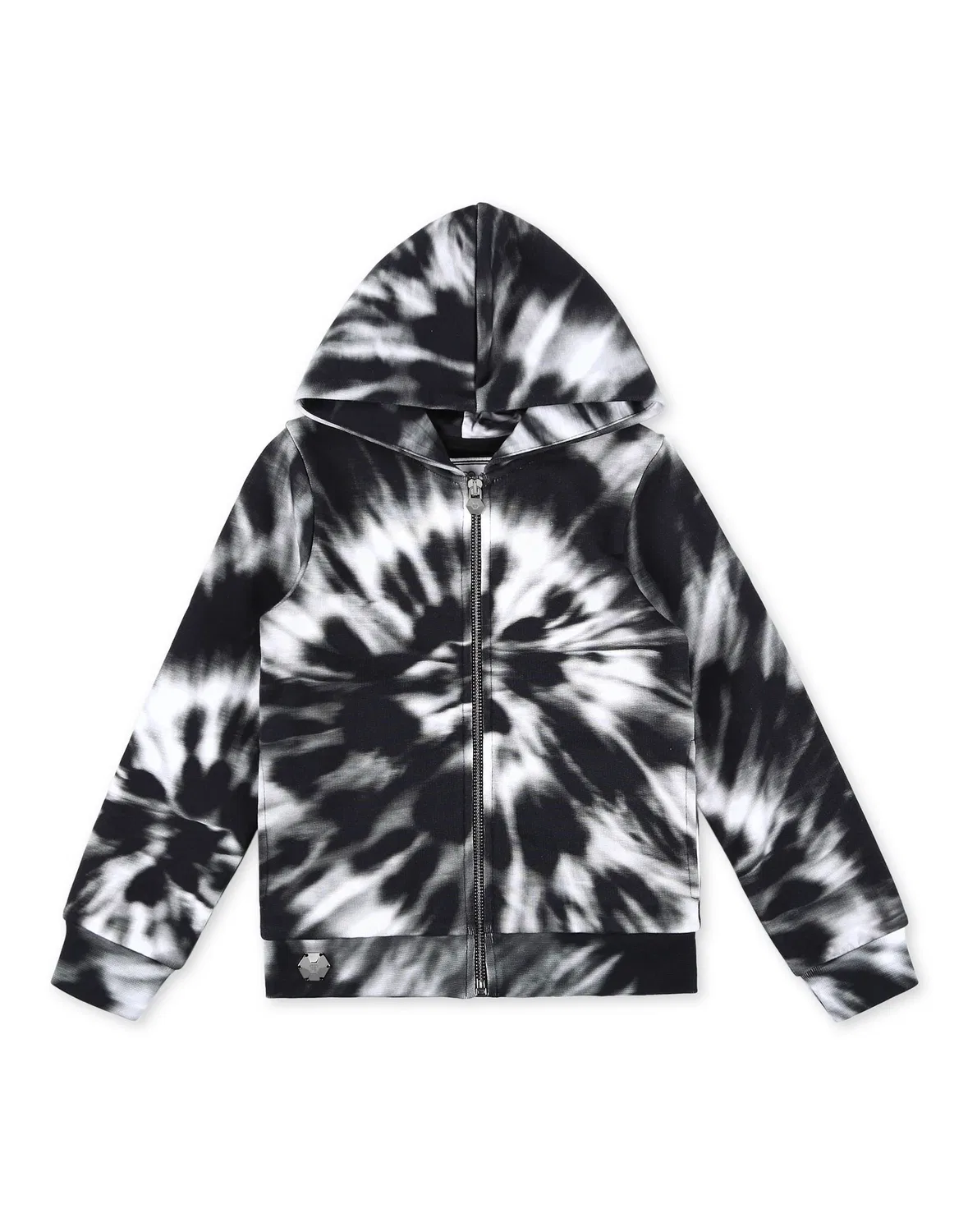 Детское худи с капюшоном Tie dye PHILIPP PLEIN, Black/White