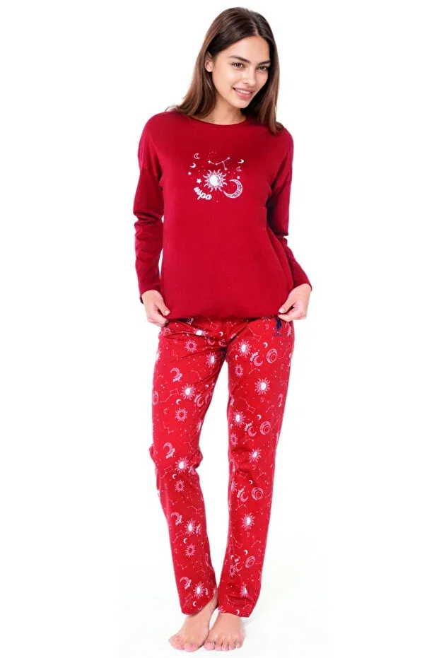 Женский пижамный комплект из хлопка U.S. Polo Assn., Burgundy