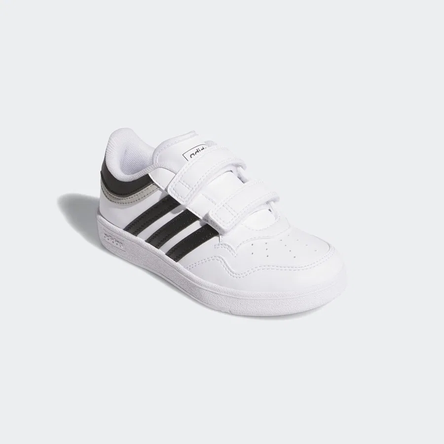 Детские спортивные кроссовки с липучками Hoops 4.0 adidas, Бело-черно-серый — фото 3