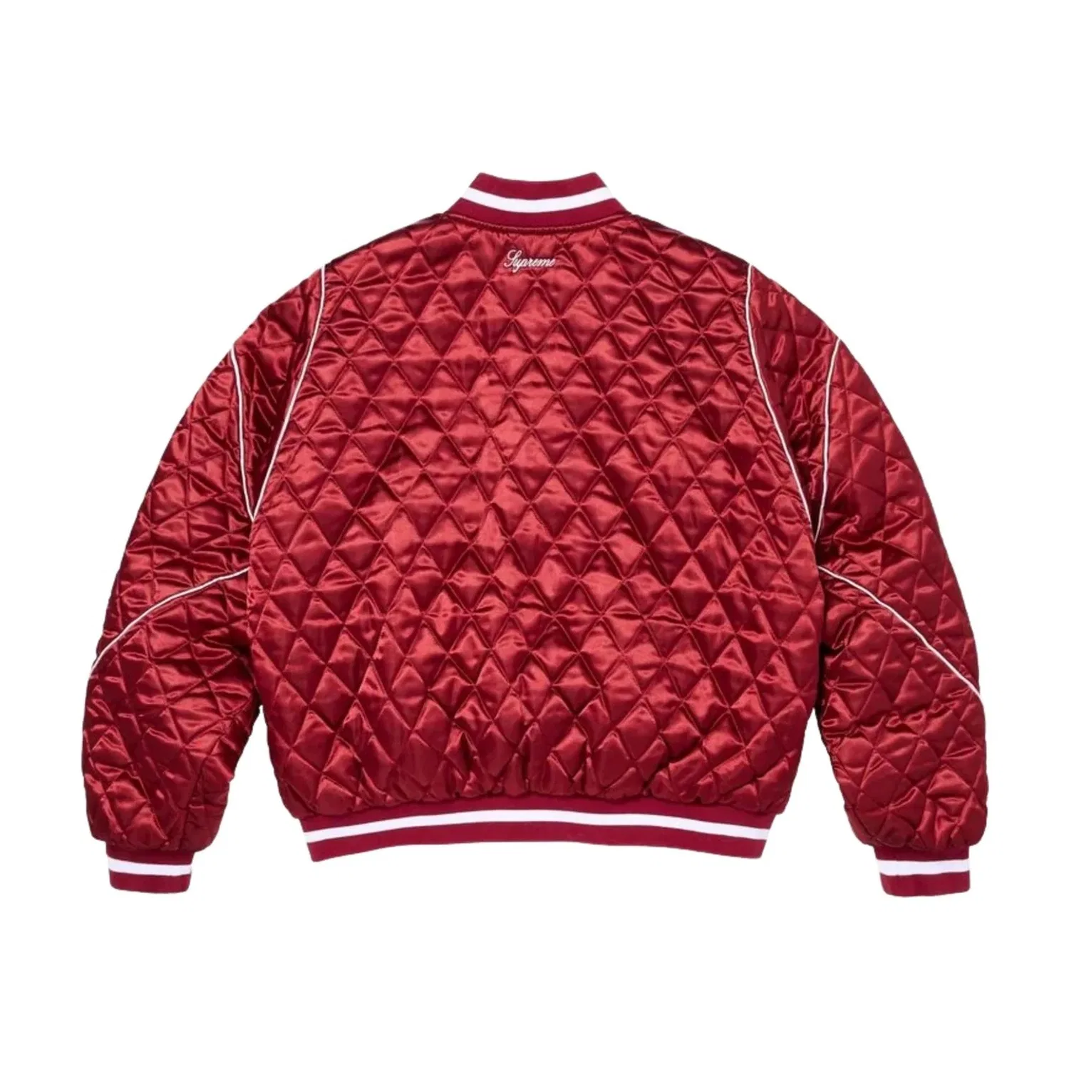 Мужская куртка Champion FW26 Quilted Satin Varsity Jacket 'Dark Red' Supreme, Dark Red — фото 3