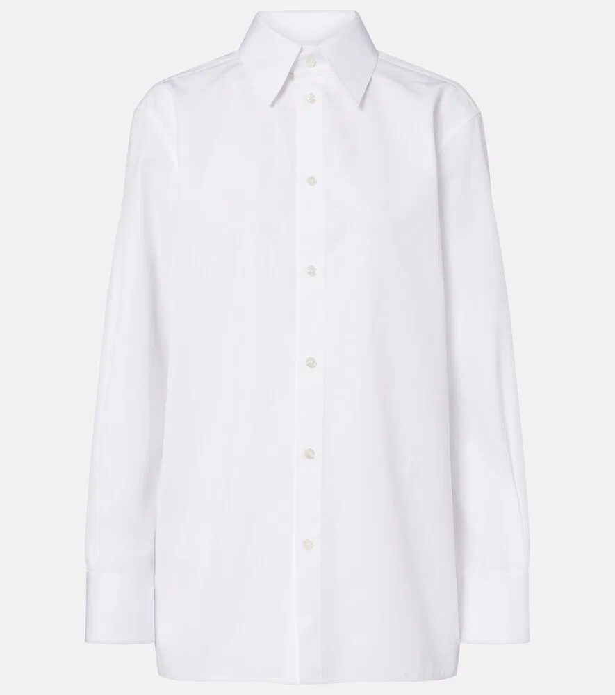 Хлопковая поплиновая рубашка Saint Laurent, белый