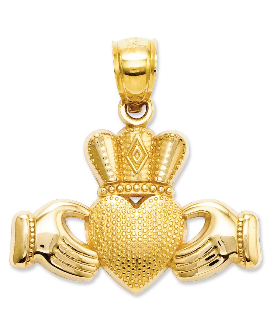 

Подвеска из 14-каратного золота, подвеска Кладда и подвеска в виде текстурированной короны Macy's, No Color