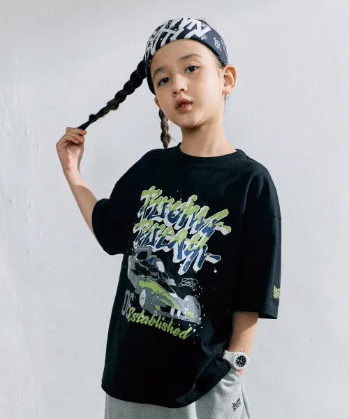Детская футболка с принтом Holiday BB Car Tee BROWNBREATH KIDS, Black