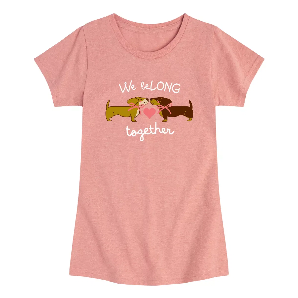 Детское футболка с принтом We Belong Together Dachshunds Instant Message, Heather Grey