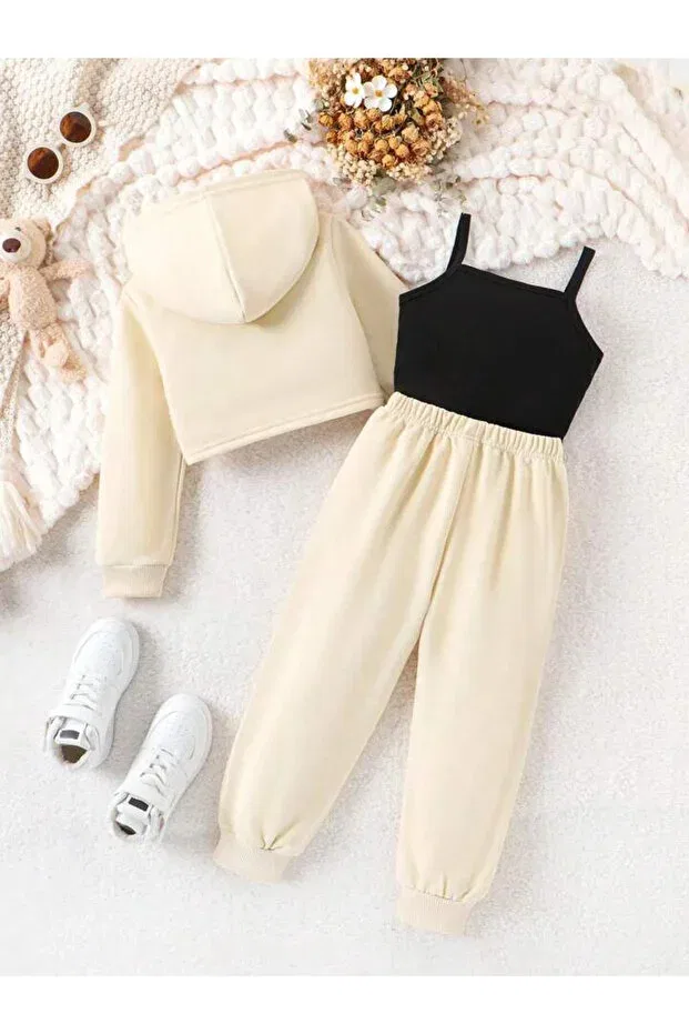Детский комплект из свитшота и спортивных штанов с принтом Los Angeles Printed Oversize Keywest, Beige — фото 2