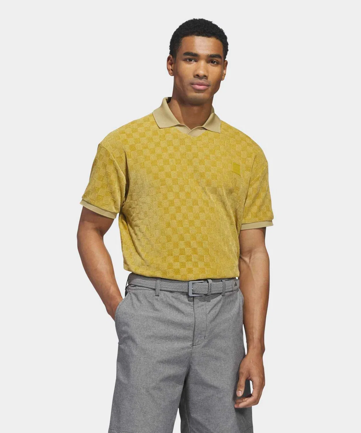 Мужская флисовая поло-рубашка с коротким рукавом Adidas Golf, Yellow