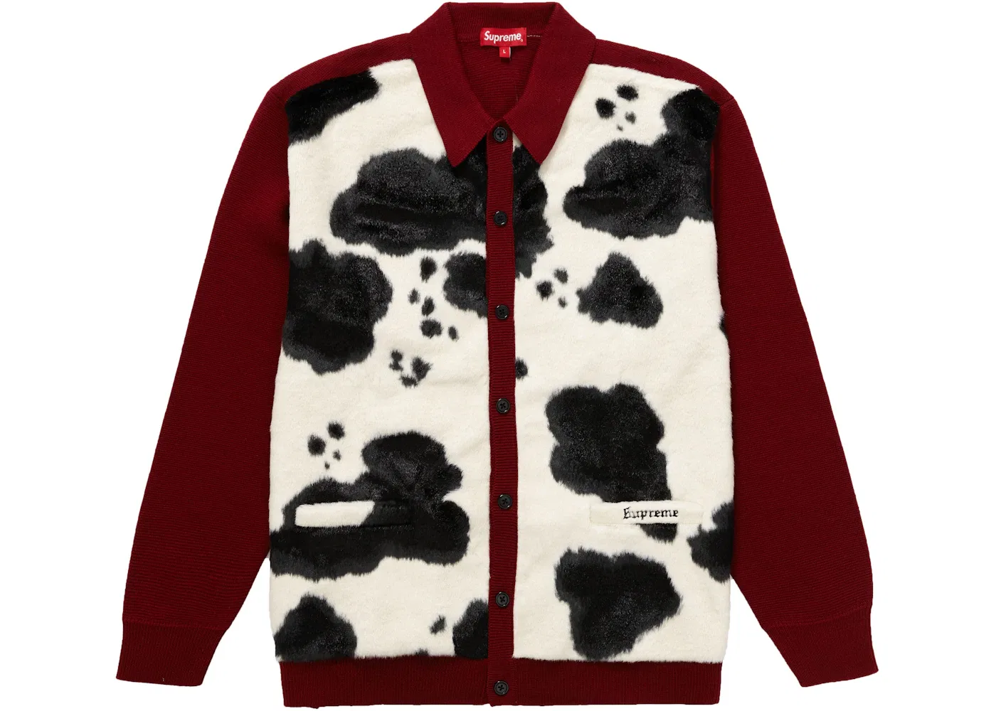 Мужской кардиган с принтом коровы Supreme Cardigan, Red