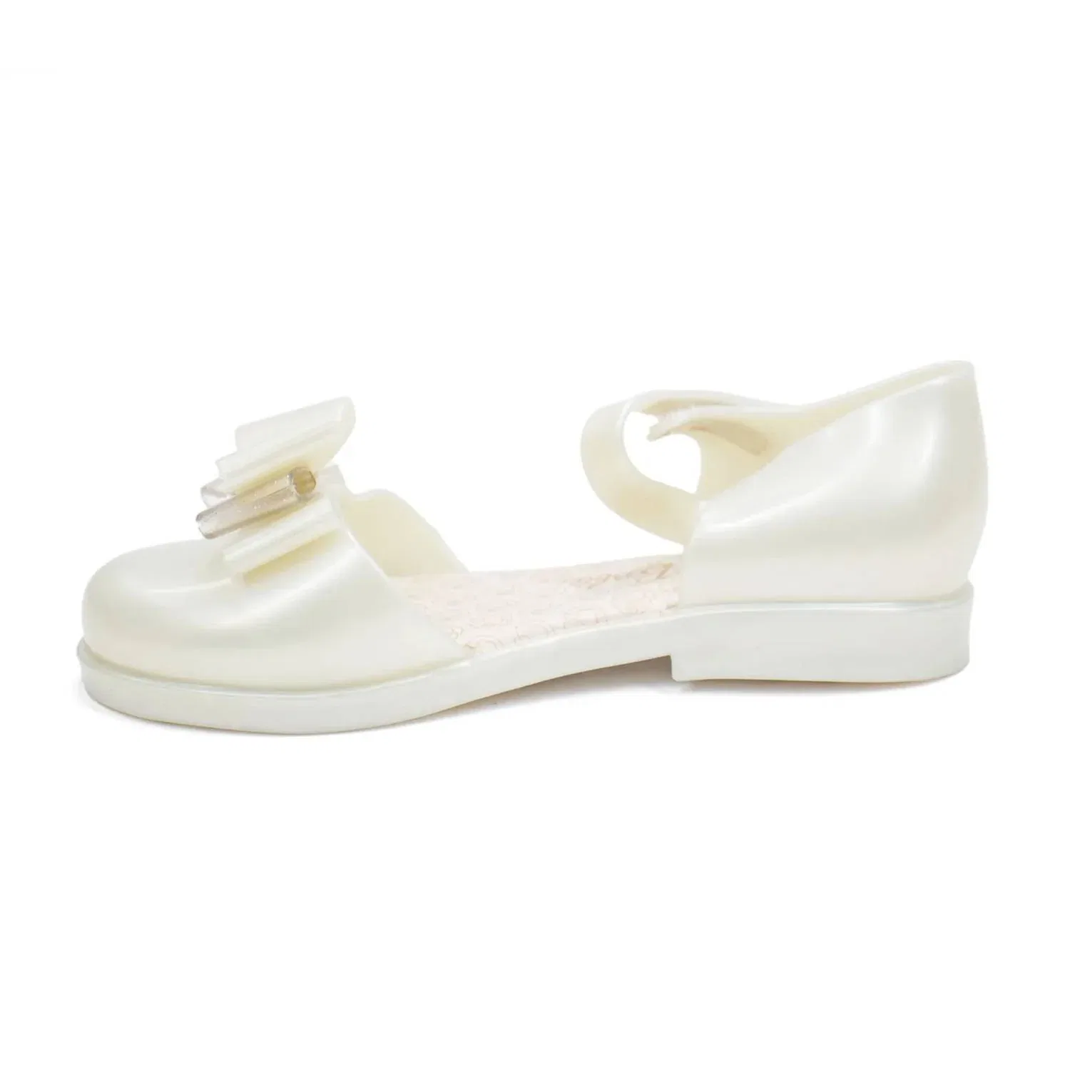 Детские сандалии для девочек с бантом Amy And Barbie Mini Melissa, White Metallic — фото 2