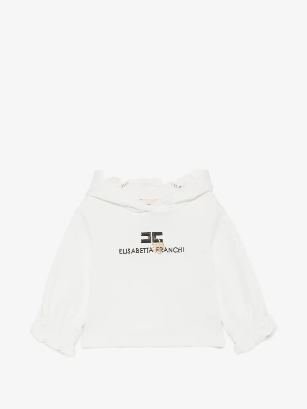 Толстовка с вышитым логотипом и оборками Elisabetta Franchi La Mia Bambina, белый