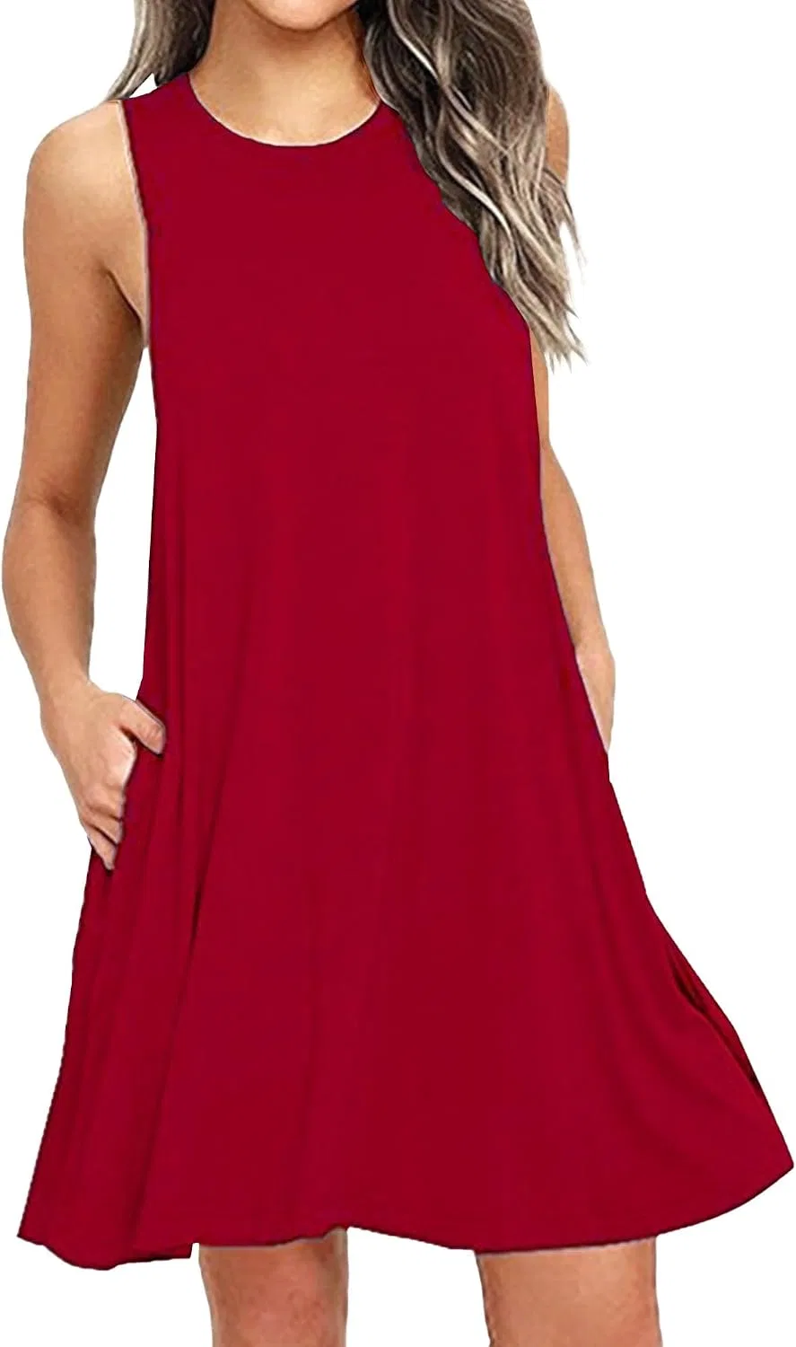 Женское летнее платье с карманами Sundress, Dark Red