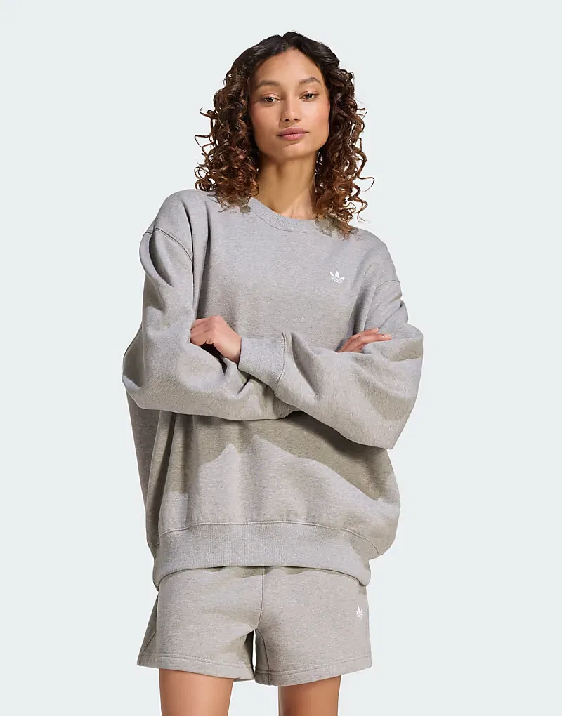 Толстовка Adidas Originals Essentials с длинным рукавом, флисовая, размер OS, средне-серый меланж
