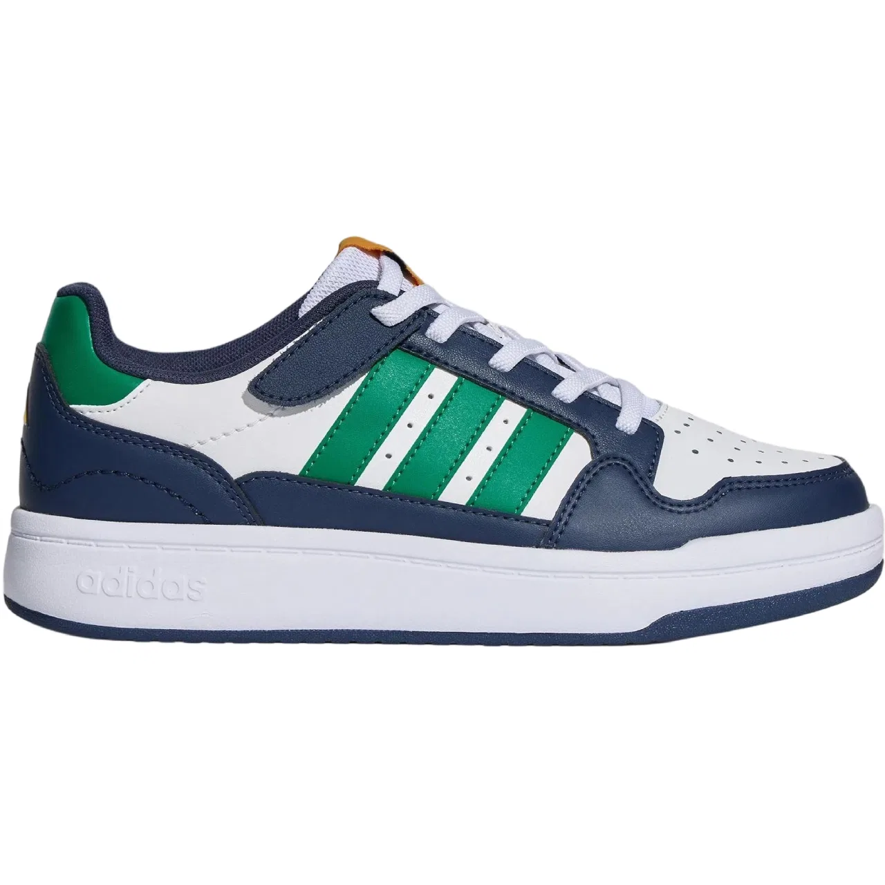 Детские скейтбордические кроссовки с закрытым носком Adidas, White/Lawn Green/Dark Navy Blue — фото 3