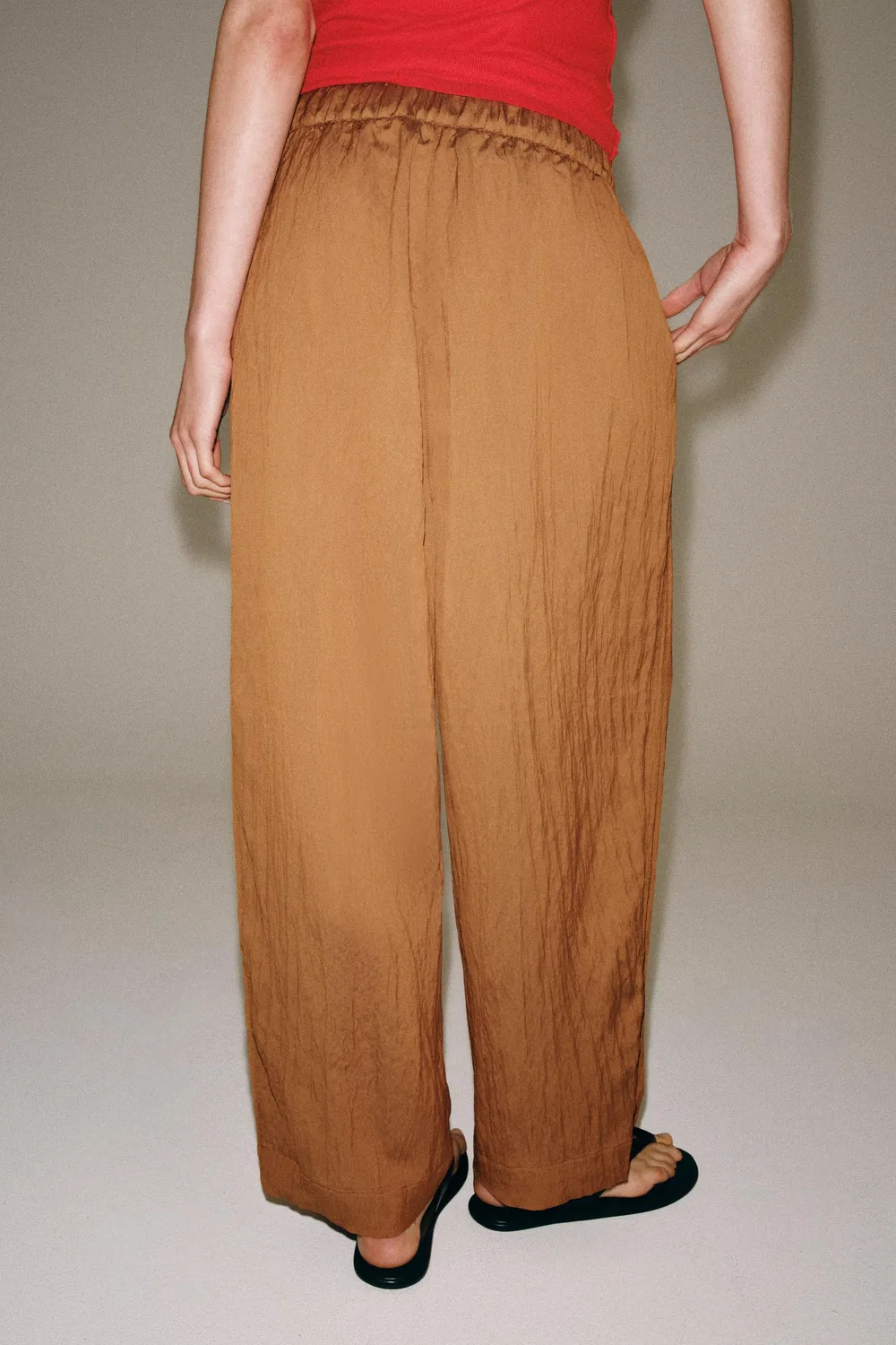 Свободные брюки из коллекции ZW ZARA, Tobacco — фото 3