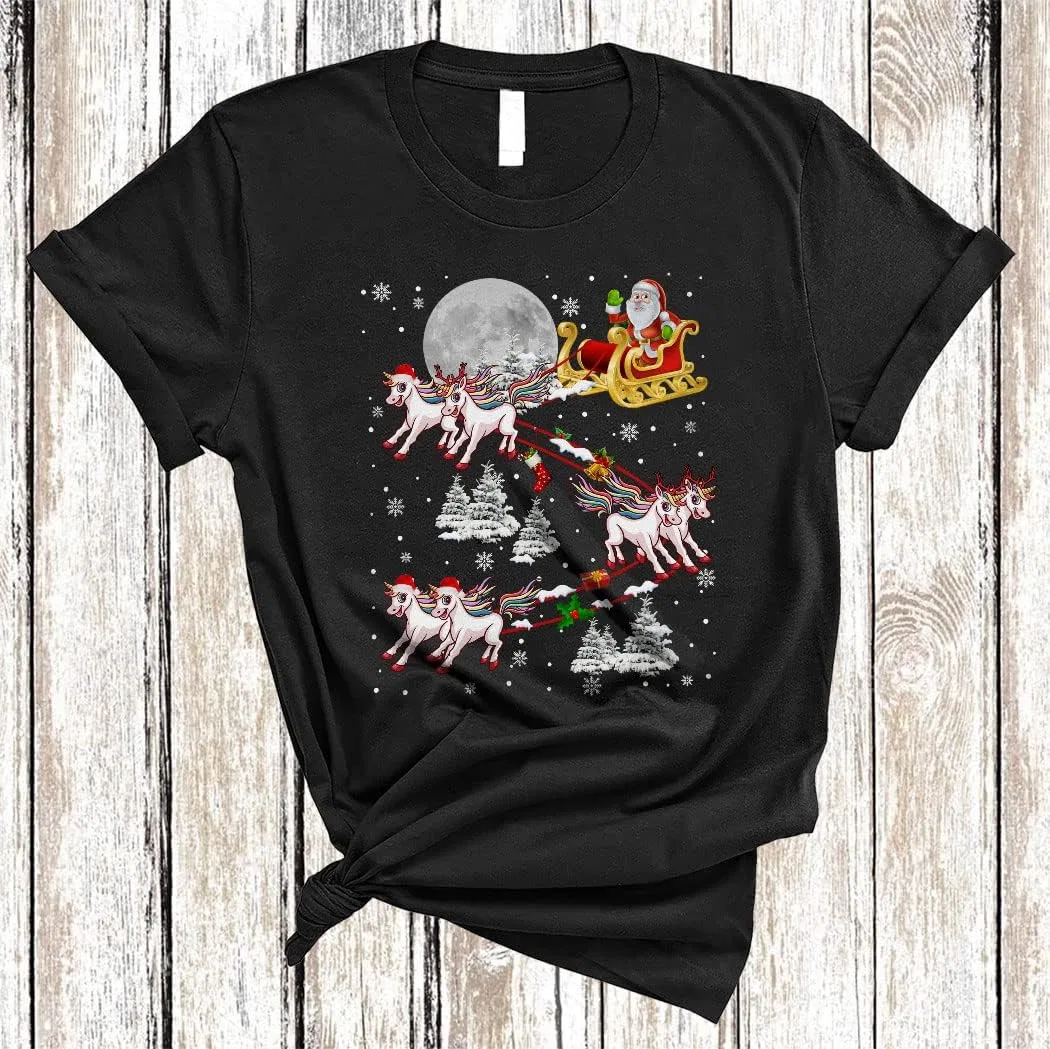 Футболка с принтом Santa Riding Unicorn, Black — фото 2