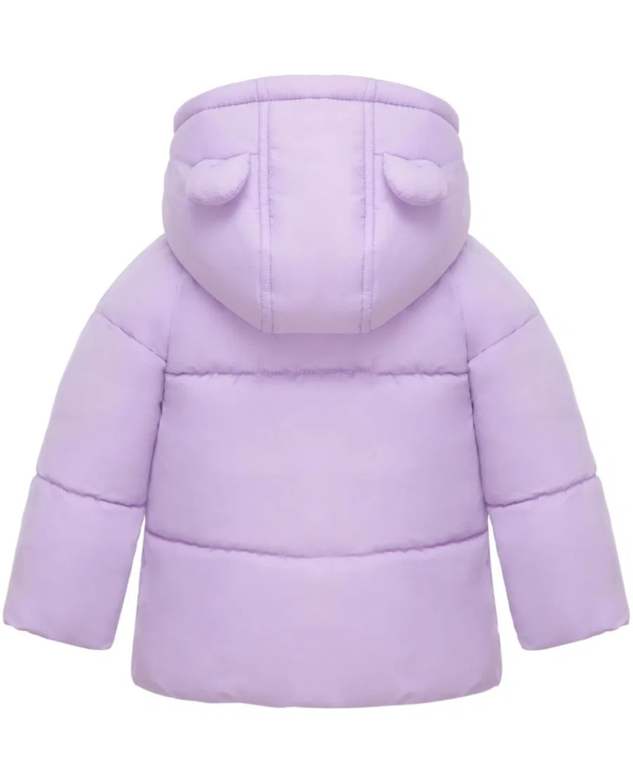 Куртка-пуховик с капюшоном и ушками мишки, флисовая подкладка Rokka&Rolla, Lilac — фото 2