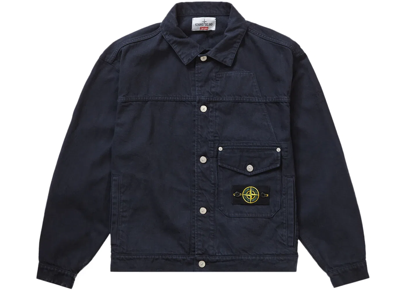 Мужская куртка-джинсовка с принтом Supreme Stone Island Denim Trucker Jacket, Navy