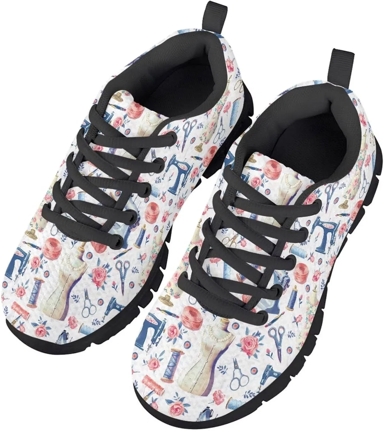 Детские кроссовки для девочек с принтом Funnydude, Cartoon Sewing Machine — фото 3
