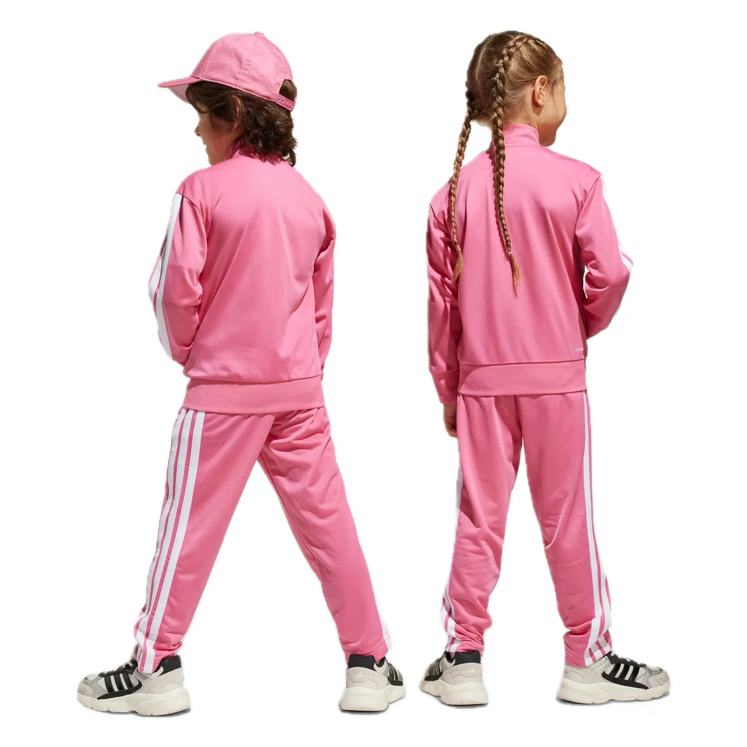 Детский спортивный костюм с тремя полосками Adidas, розовый — фото 3