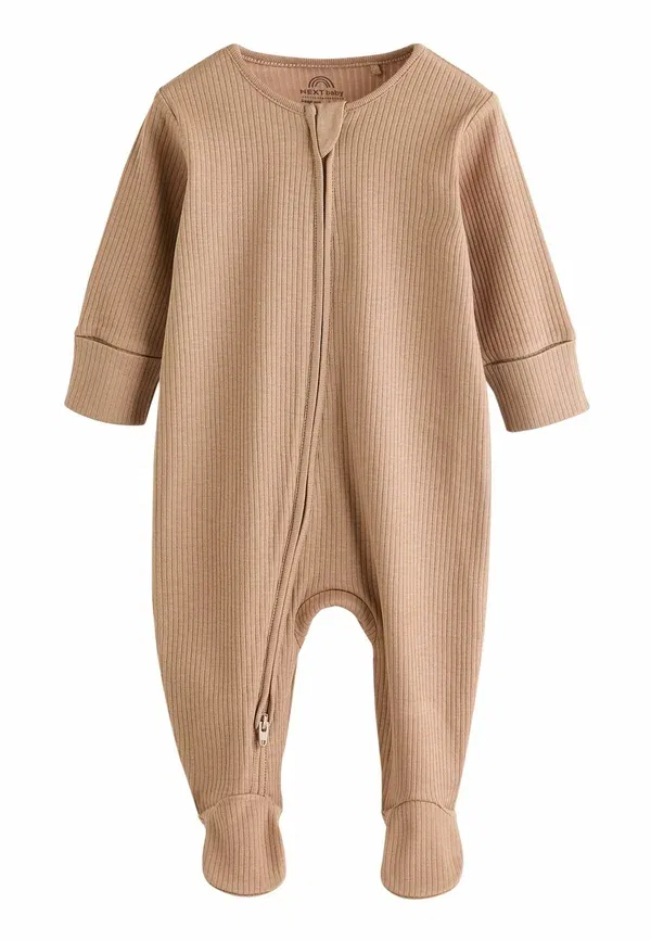 Комплект пижам с двусторонней молнией Regular fit two way zip 3 pack sleep suit Next, beige, бежевый — фото 3