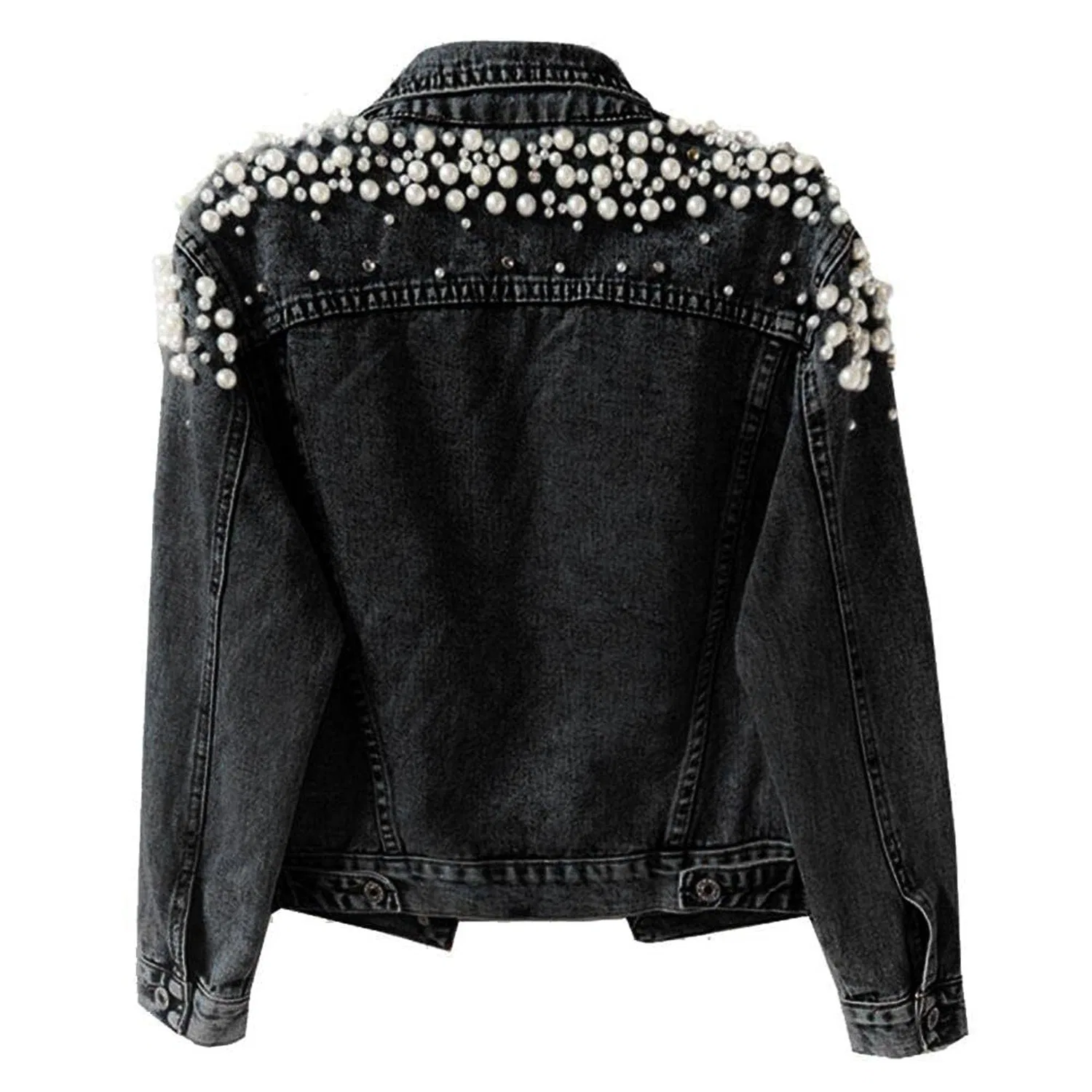Женское джинсовое пальто Trucker Perle Denim Coat, Nero — фото 4