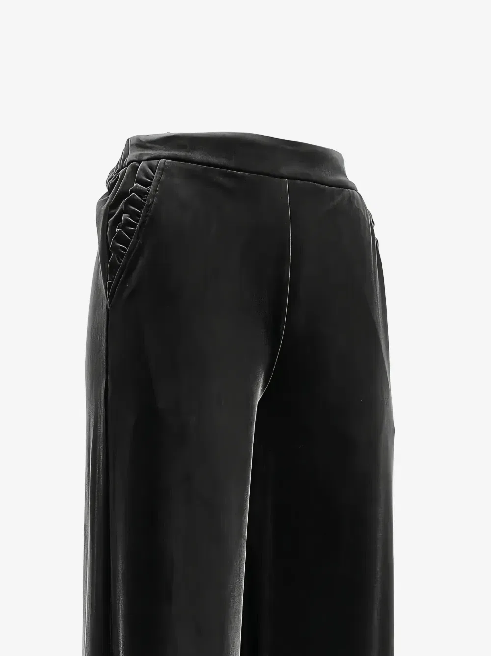 Брюки из бархата с оборками EMPORIO ARMANI, черный — фото 2