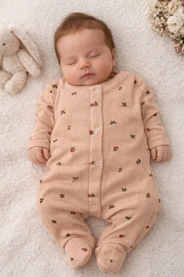 Детский комбинезон для девочек хлопковый Crispy Flower Themed Enia Baby, Pink