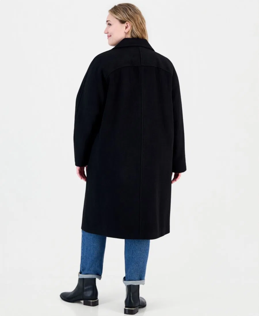 Пальто двубортное из шерстяной смеси Calvin Klein, Black — фото 2