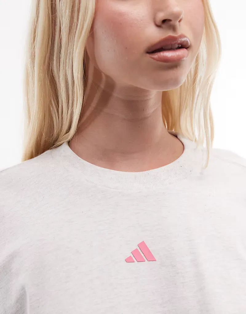 Лонгслив Three Stripes Studio Adidas Performance, белый/розовый — фото 4