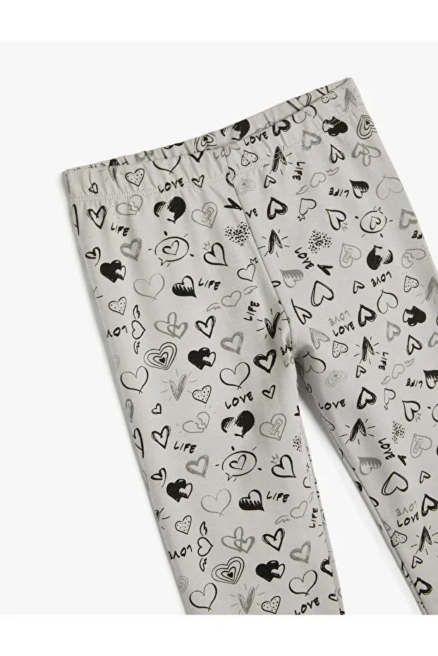 Детские леггинсы для девочек с принтом Koton, Gray Patterned — фото 3