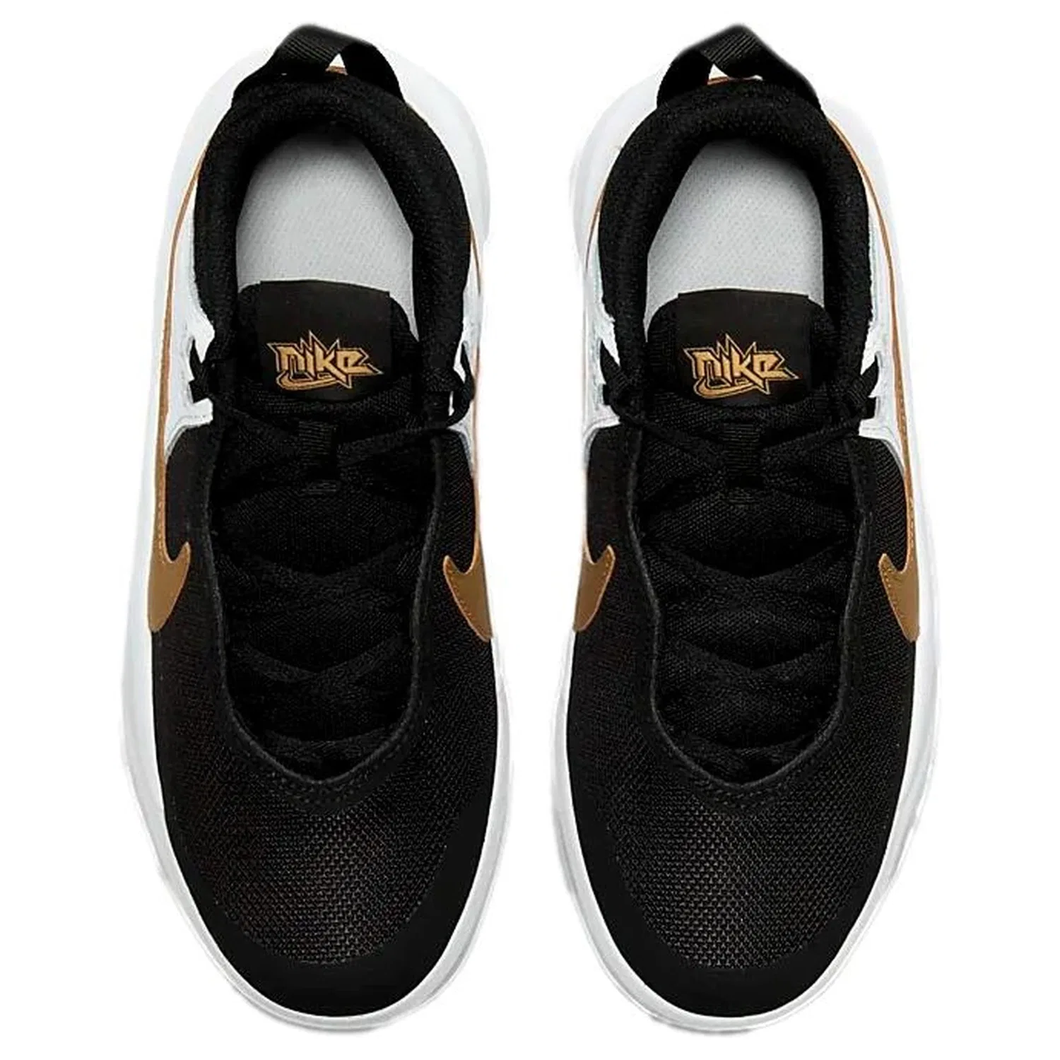 Детские кроссовки для мальчиков с принтом Team Hustle D 10 NIKE, Black Metallic Gold White — фото 3