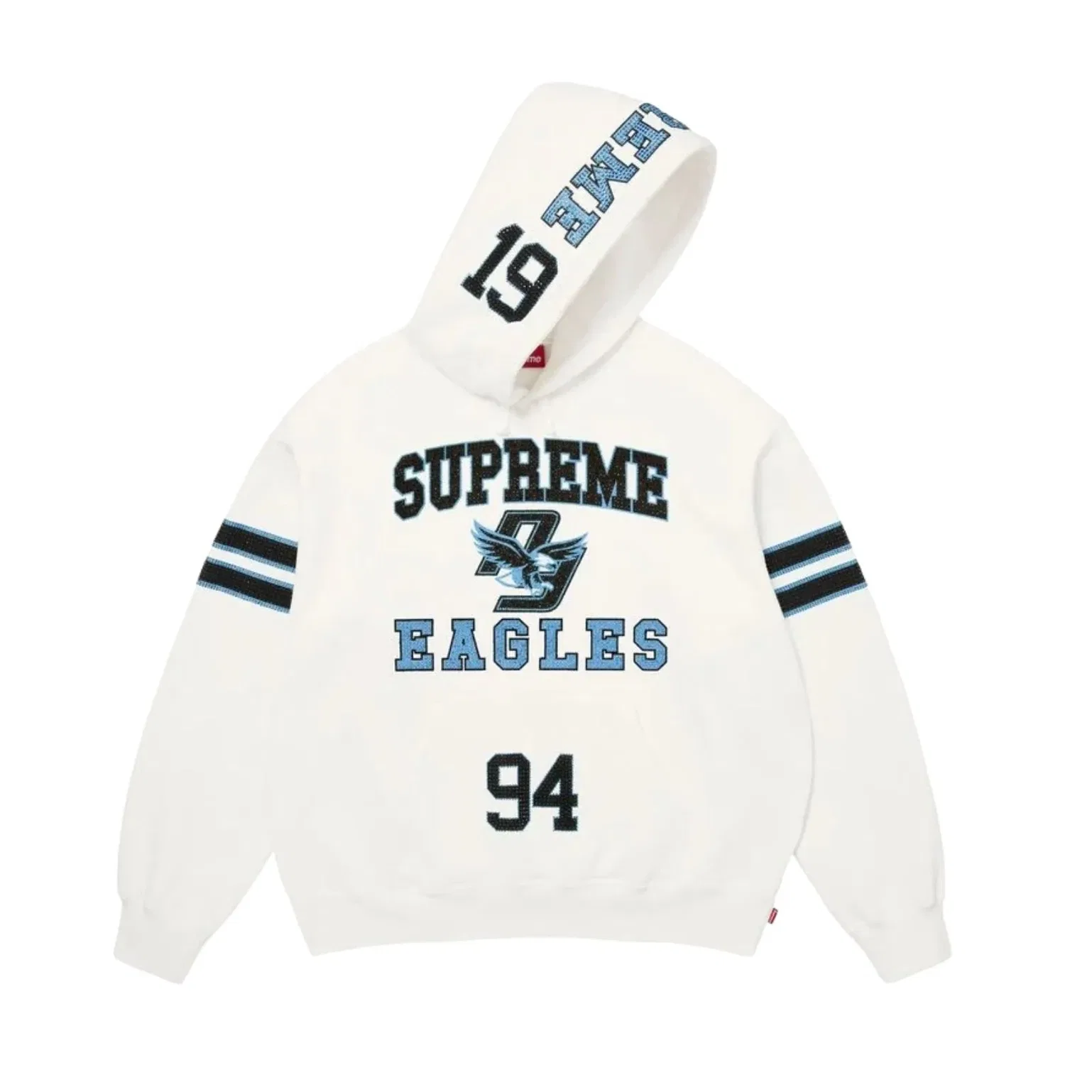 Мужское худи FW26 Rhinestone Eagle Hooded Sweatshirt 'White' Supreme, белый — фото 2