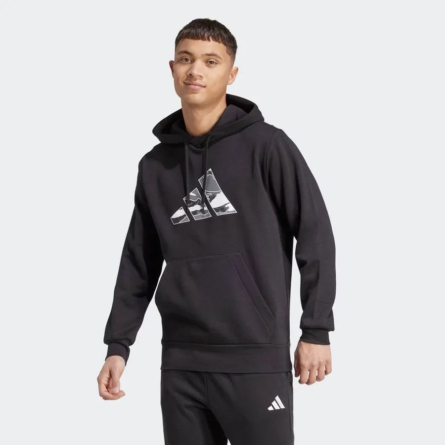 Мужской свитшот с капюшоном и принтом Camo 3b HD adidas, Черный