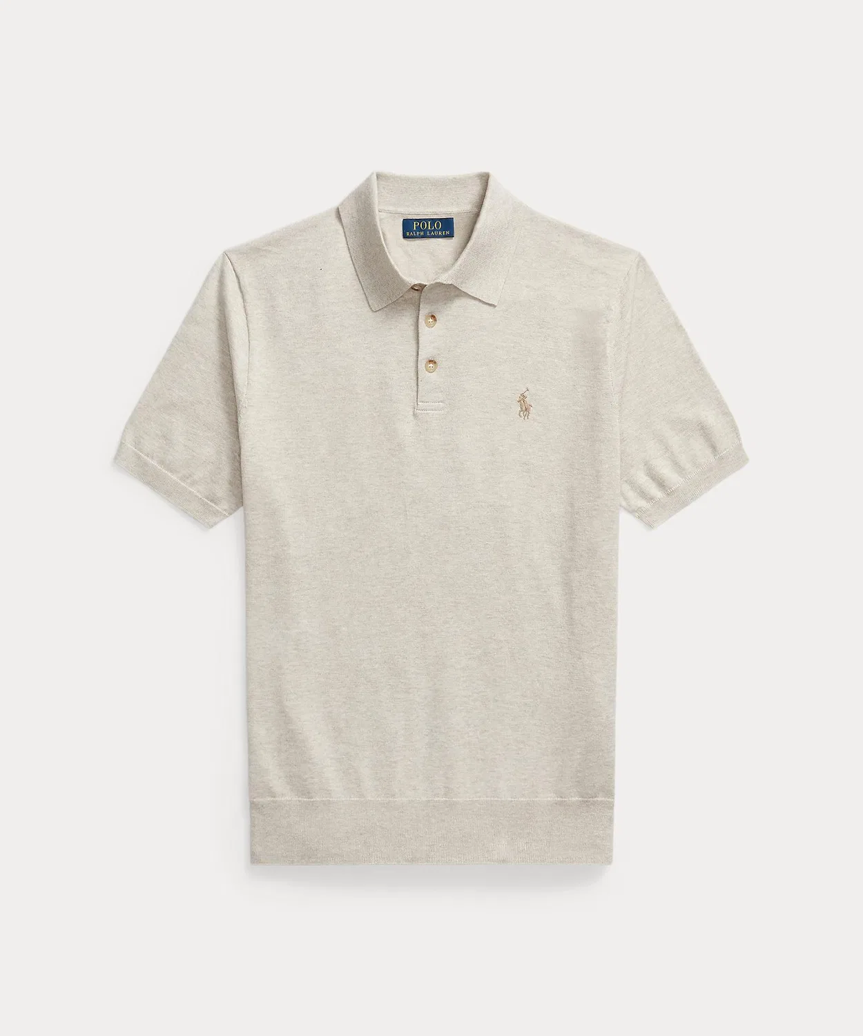 Мужской хлопковый свитер с поло-воротником Polo Ralph Lauren, Коричневый — фото 2