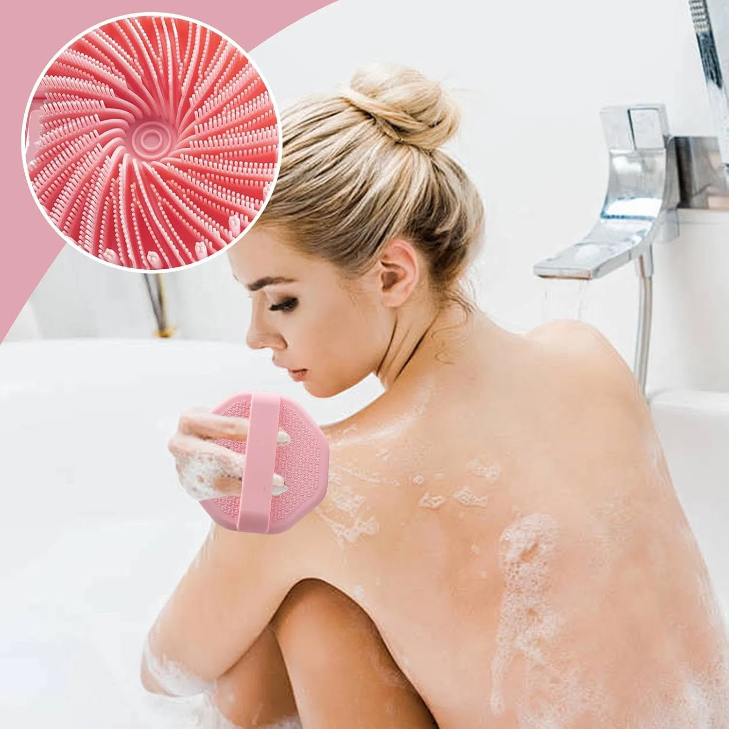 Силиконовая щетка для тела, Generic, New Pink — фото 3