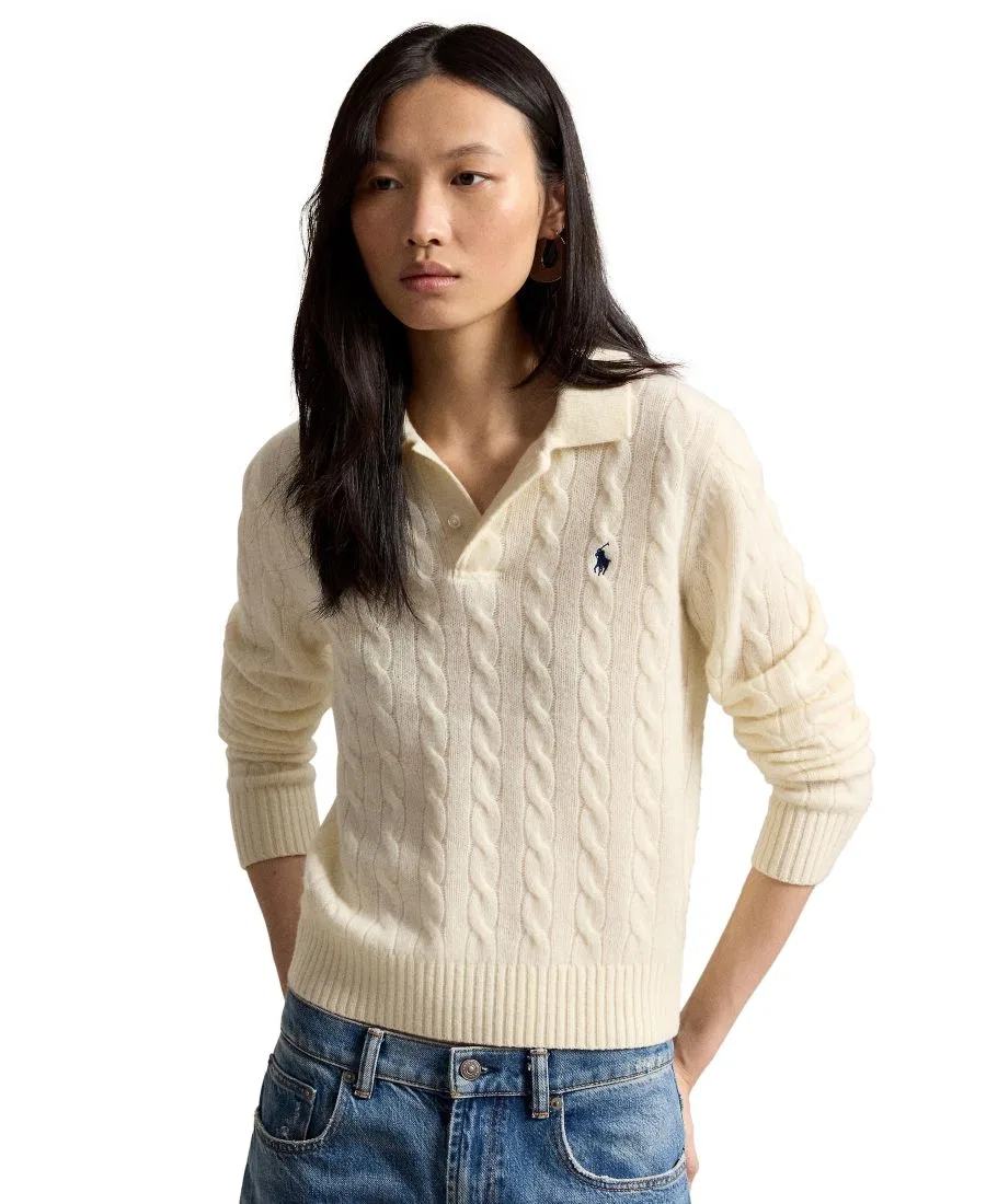 Женский свитер с кабельным узором и длинным рукавом Polo Ralph Lauren, Authentic Cream