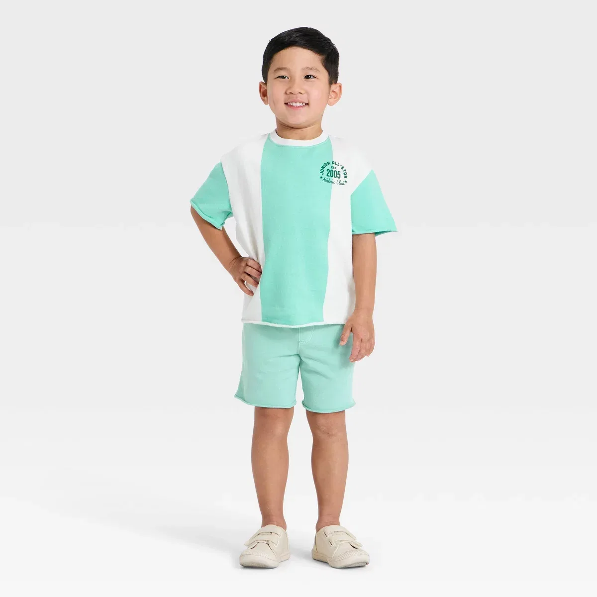 Детский комплект из футболки и шорт с коротким рукавом Cat & Jack, Aqua Blue