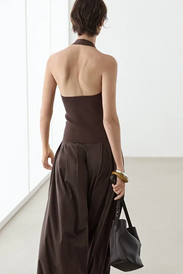 Женская блуза без рукавов Massimo Dutti, Brown — фото 4