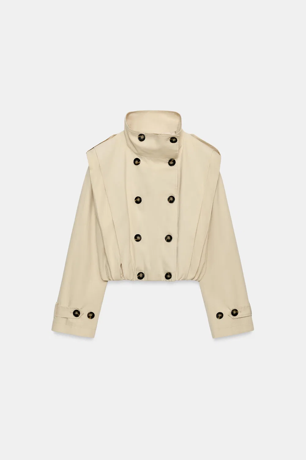Короткий тренч с декоративными складками ZARA, песочный — фото 2
