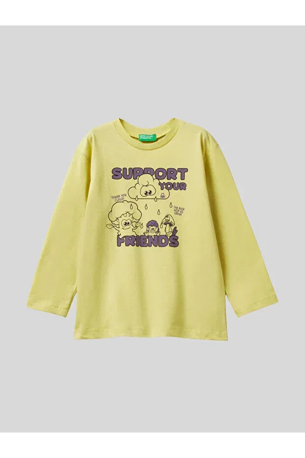 Детское для мальчиков свитшот с принтом Benetton, Yellow — фото 2