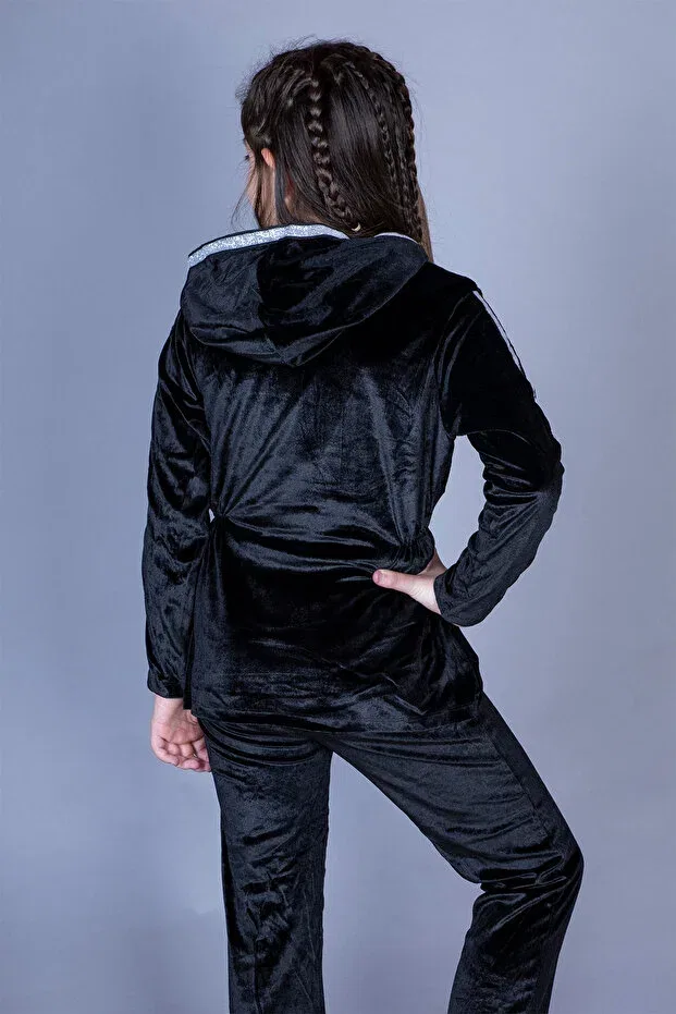 Детский комплект из худи и штанов с принтом Velvet Toontoy, Black — фото 2
