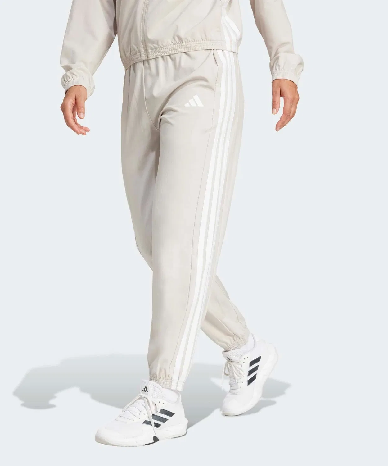 Женские спортивные брюки с принтом, модель Train Essentials Three Stripes Woven, Adidas, Белый